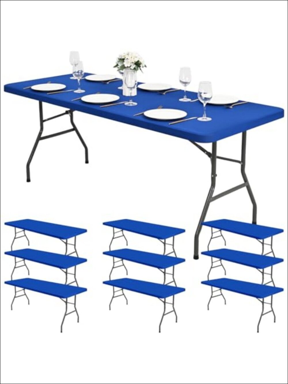 10 Pack Stretch Fabric Table Top Cap Cover Fits 6Ft Tables Spandex Tablecloth